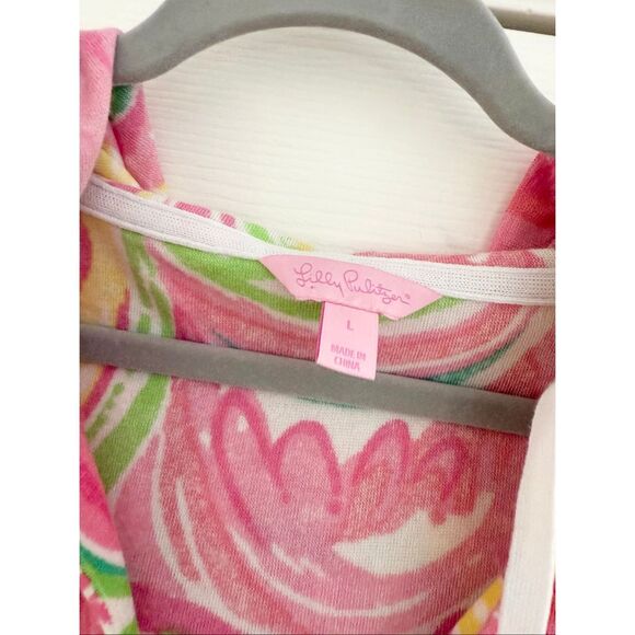 Lilly Pulitzer All Nighter Megan Flamingo Hooded Tunic Swim Cover Up L - Picture 2 of 6